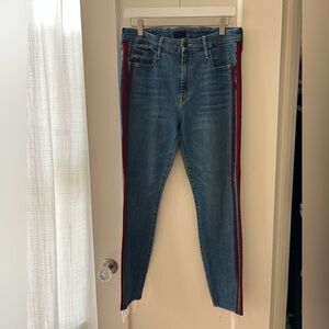 MOTHER Looker Ankle Fray with Athletic Stripe in Size 32